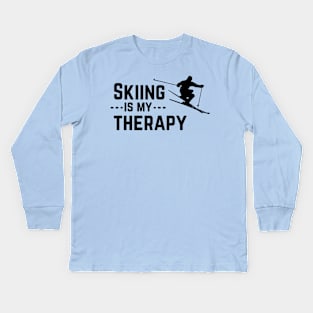 Skiting Is My Therapy Kids Long Sleeve T-Shirt